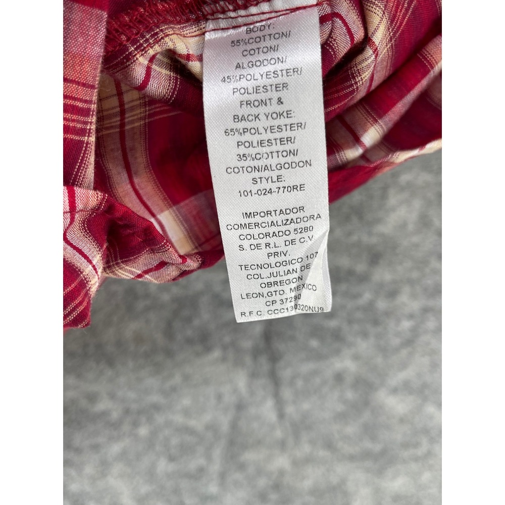 Roper Western Shirt Men L Red Plaid Embroidered Yoke Pearl Snap Smile Pocket NEW - Picture 12 of 15